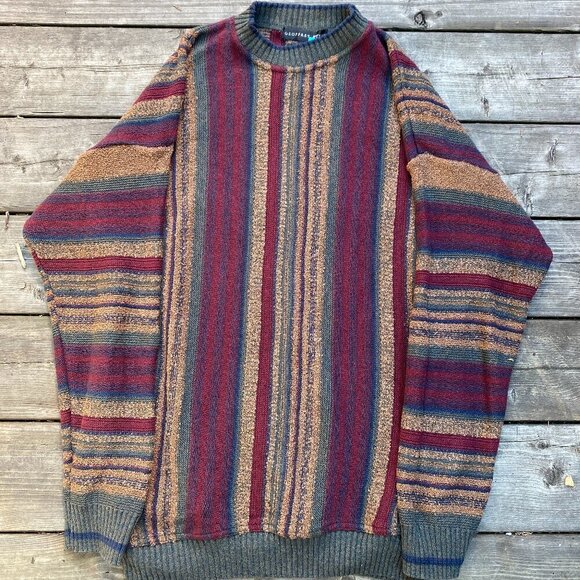 Vintage 90s Geoffery Beene Coogi Style Knit Sweater XL - Picture 1 of 6
